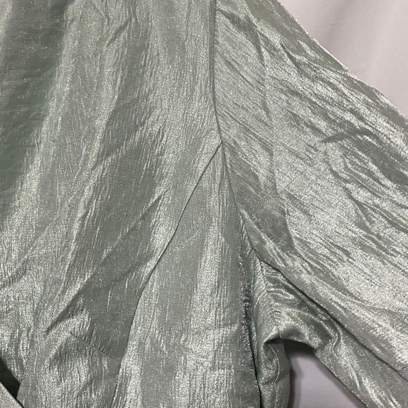 JESSICA HOWARD WO SIZE 20 SOFT SAGE GREEN FAUX WRAP BROOCH ACCENT RUFFLED SKIRT - Picture 5 of 10